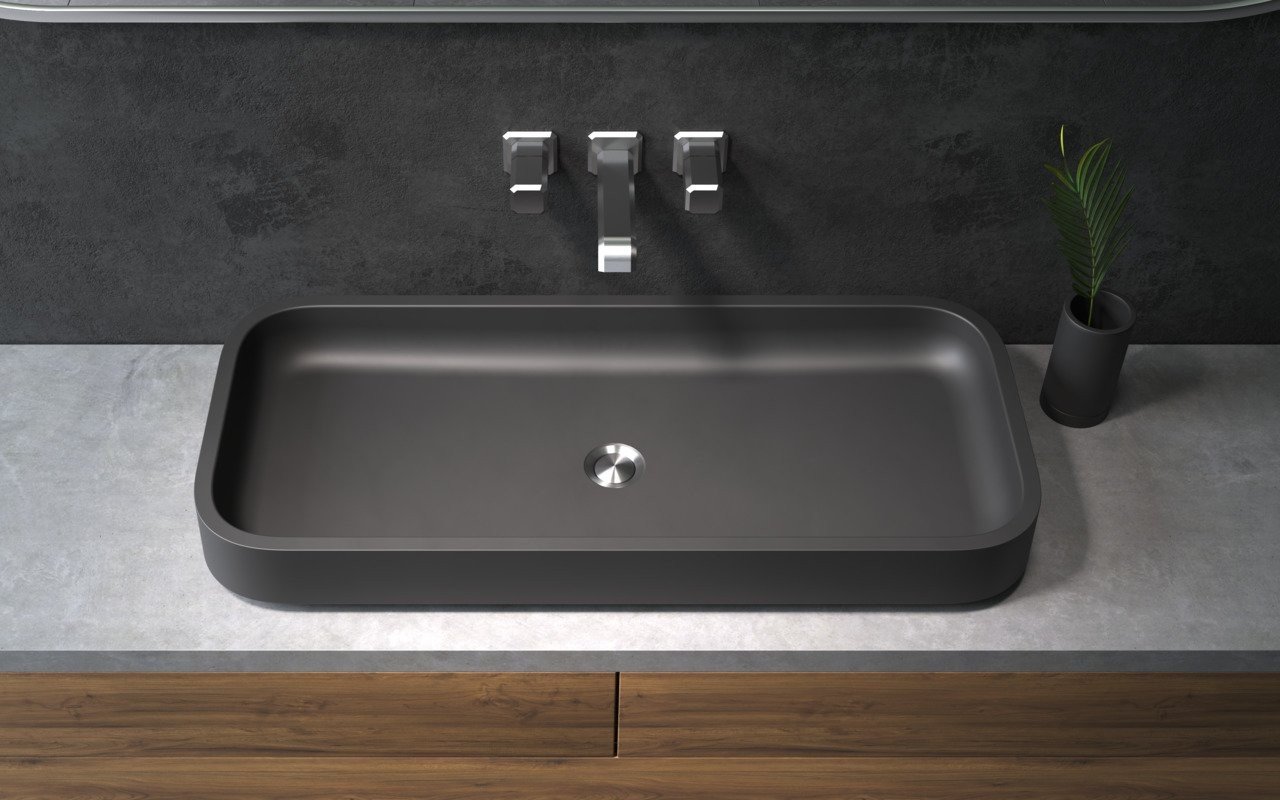 Lavabo de Vasija de Piedra Rectangular Aquatica Solace-B - Negro picture № 0