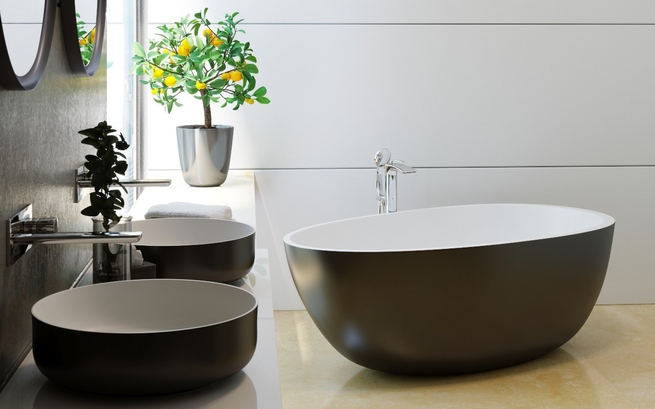 Aquatica Spoon 2 Egg Shaped Black Wht Solid Surface Bathtub (5) (web)