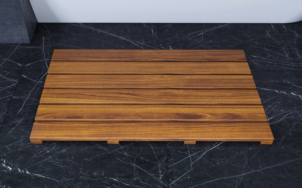 Tapete de Baño Aquatica Universal de Madera Iroko Resistente al Agua picture № 0