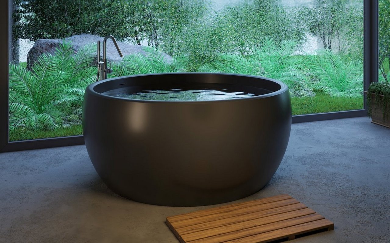 Aquatica Aura Independiente Bañera, Negro Grafito, de Superficie Sólida picture № 0