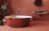 Spoon 2 RAL3009 Freestanding Egg Shaped Solid Surface Bathtub 1 (web)