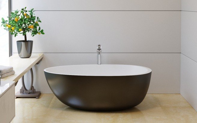 Aquatica Spoon 2 Egg Shaped Black Wht Solid Surface Bathtub (1) (web)